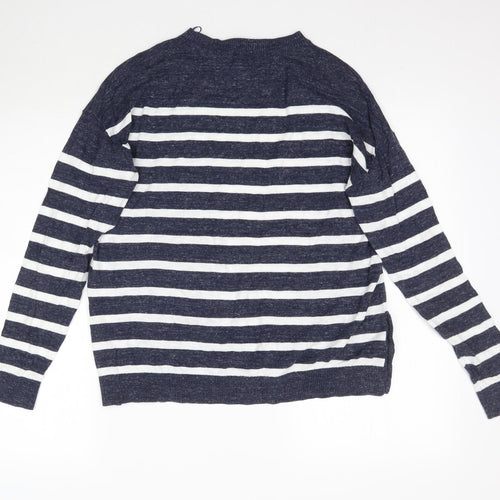 Fat Face Womens Blue Striped Knit Pullover Jumper Size 12