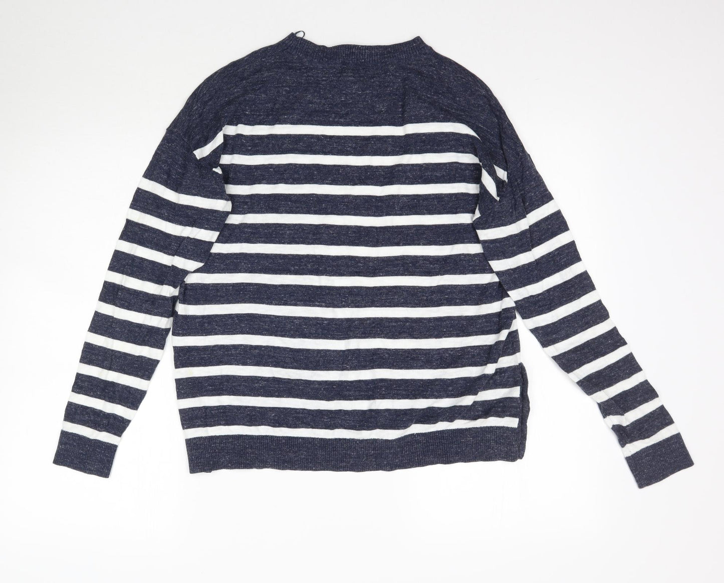 Fat Face Womens Blue Striped Knit Pullover Jumper Size 12