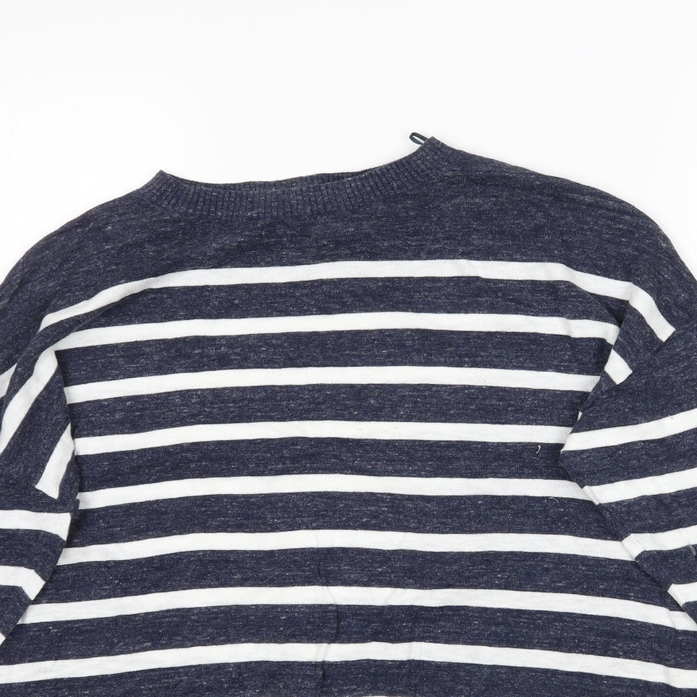 Fat Face Womens Blue Striped Knit Pullover Jumper Size 12