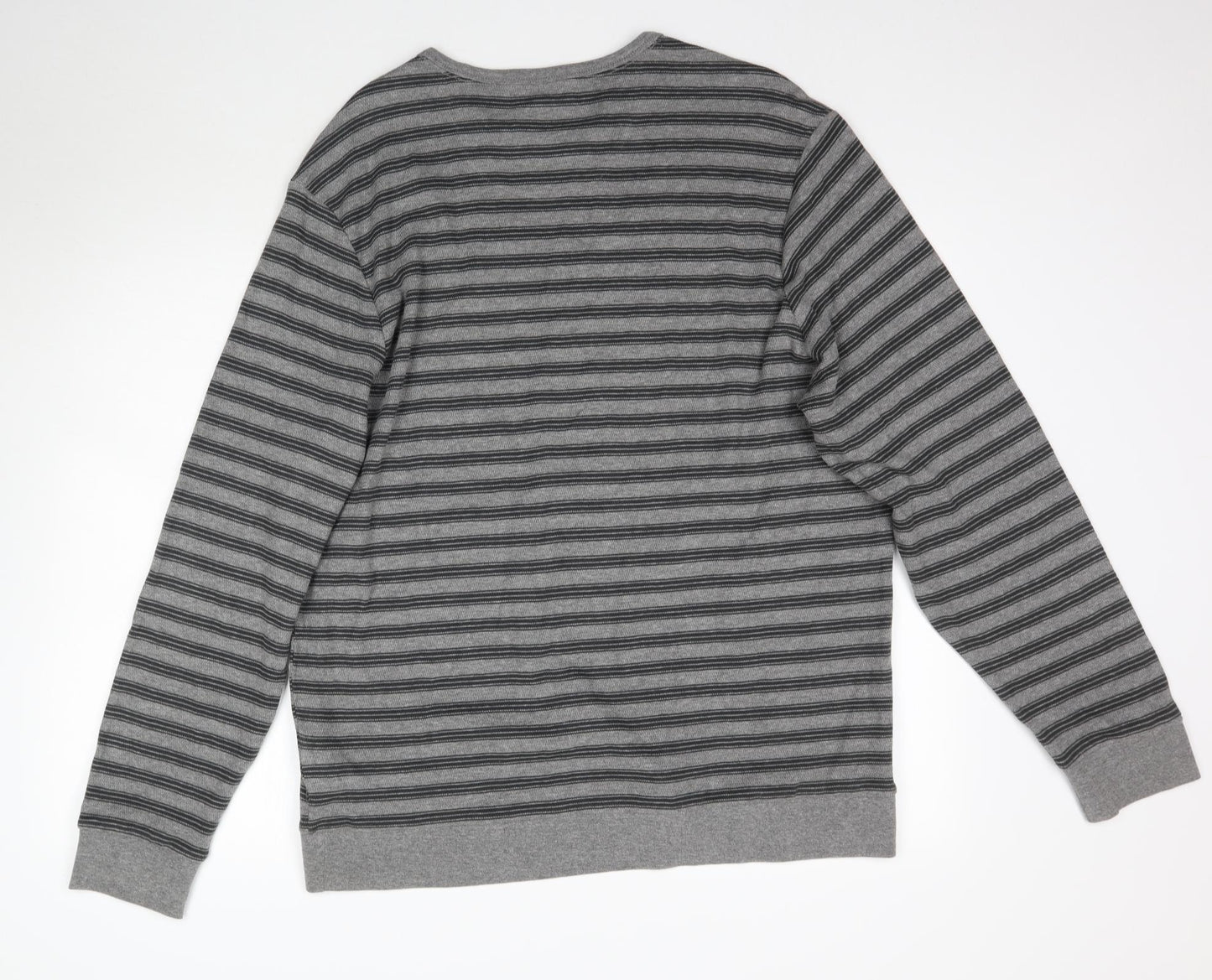 Marks and Spencer Mens Grey Striped Knit Pullover Jumper Size XL