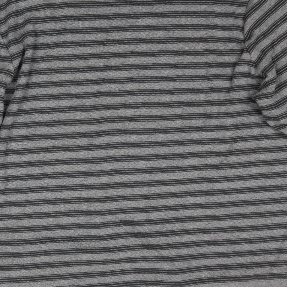 Marks and Spencer Mens Grey Striped Knit Pullover Jumper Size XL