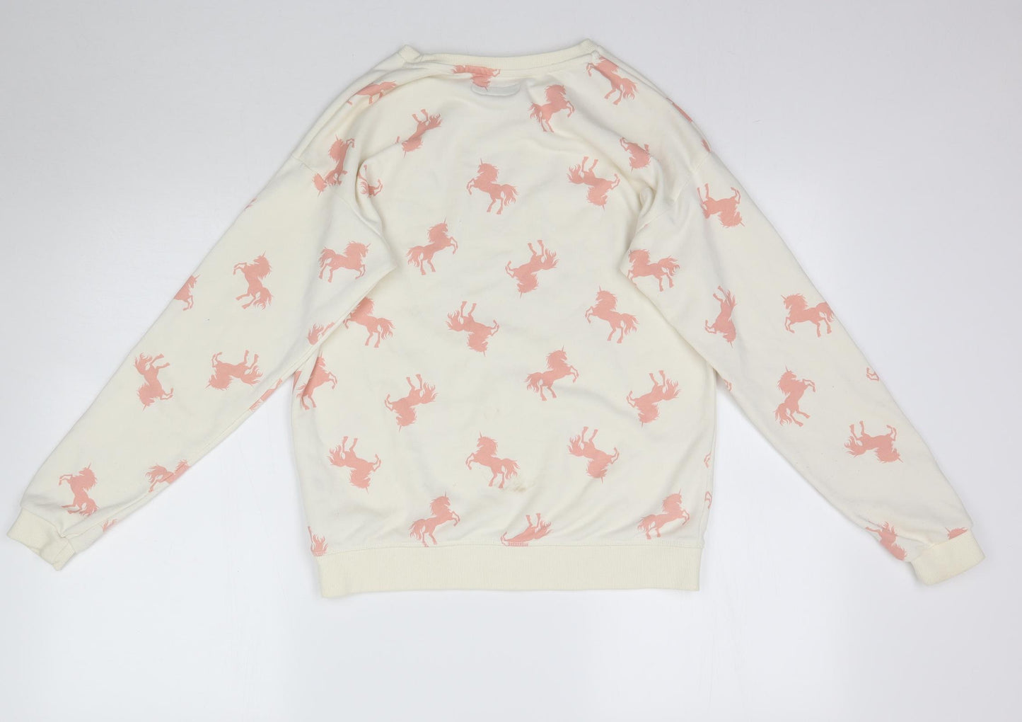 Primark Girls Ivory   Pullover Sweatshirt Size 13-14 Years  - Unicorn Follow your dreams