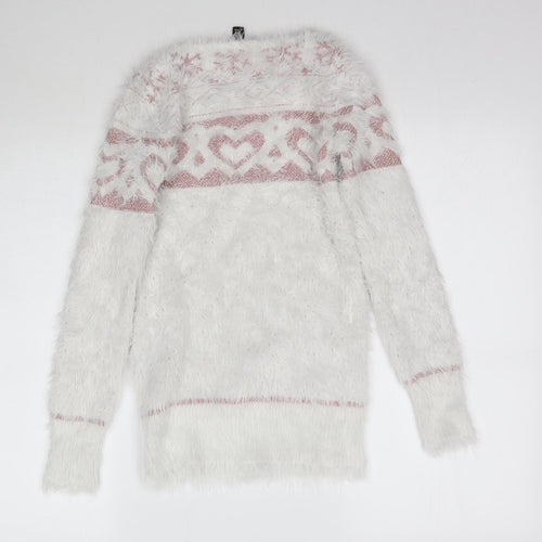 Lipsy Womens White   Pullover Jumper Size 8  - Fluffy