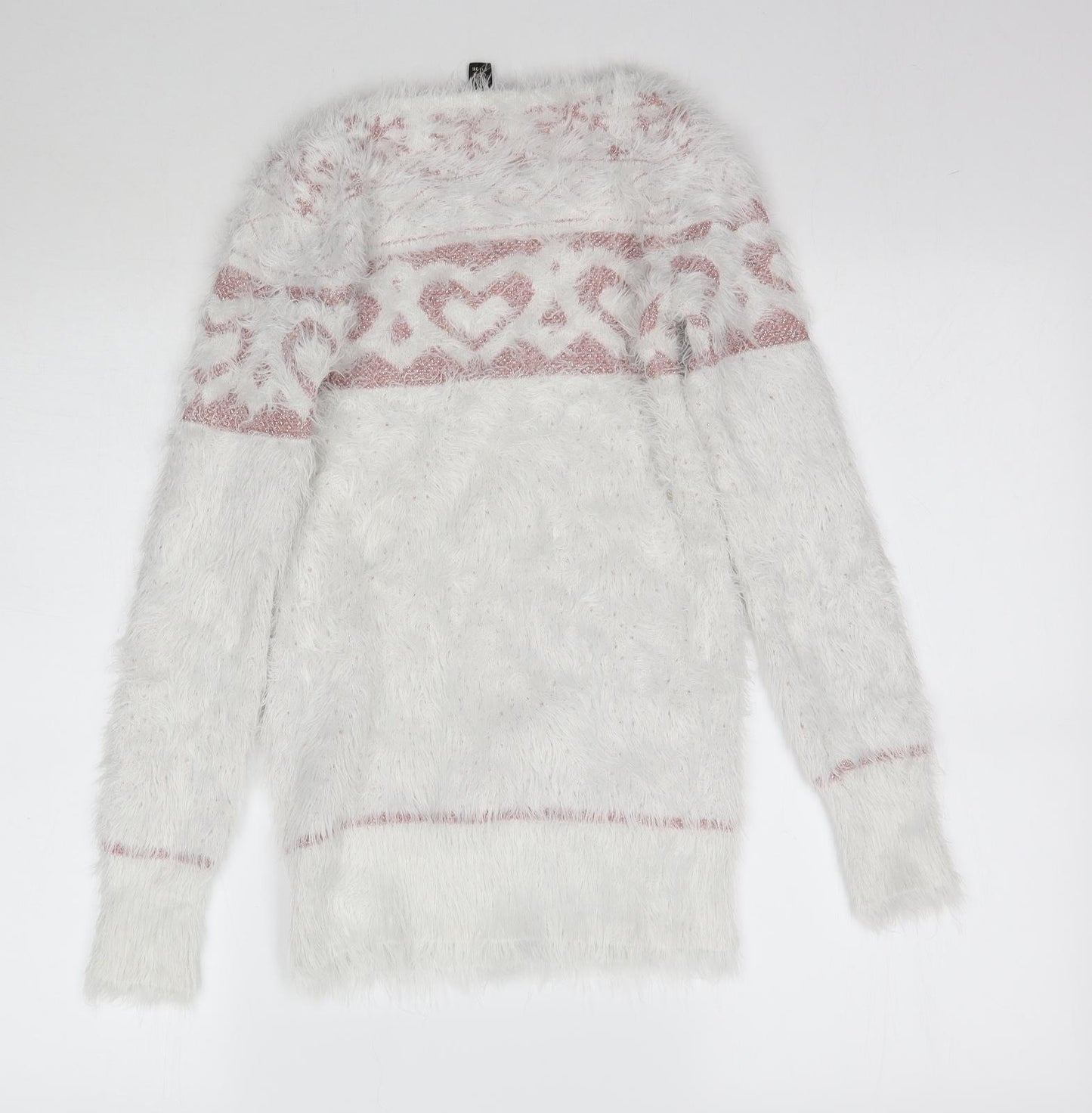 Lipsy Womens White   Pullover Jumper Size 8  - Fluffy