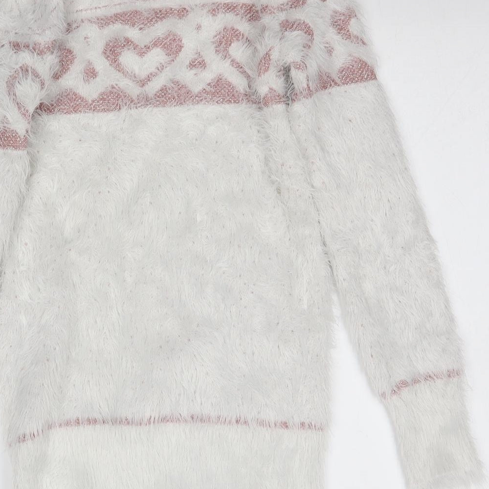 Lipsy Womens White   Pullover Jumper Size 8  - Fluffy