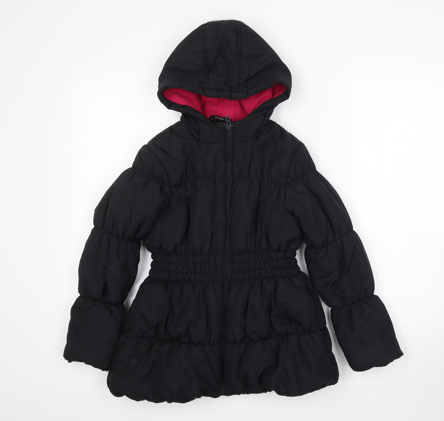 George Girls Black   Puffer Jacket Coat Size 8-9 Years