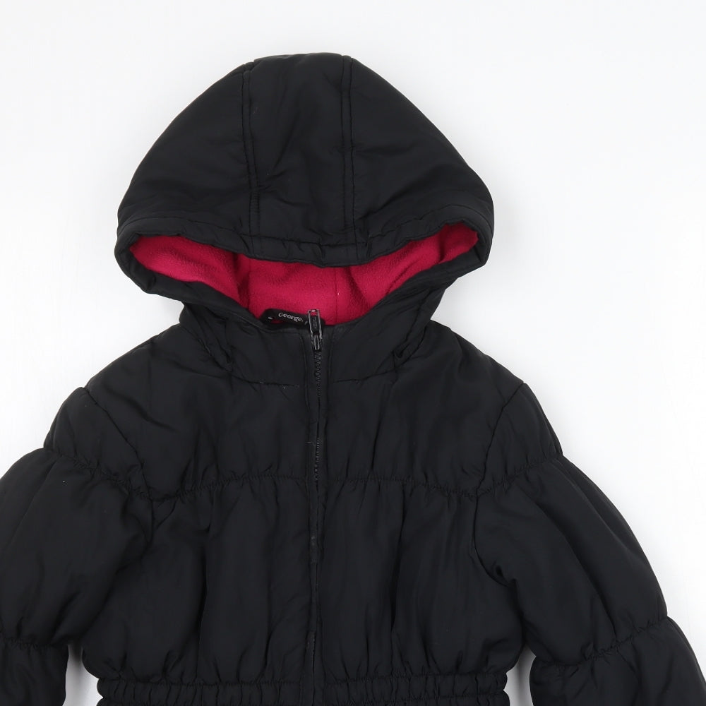 George Girls Black   Puffer Jacket Coat Size 8-9 Years