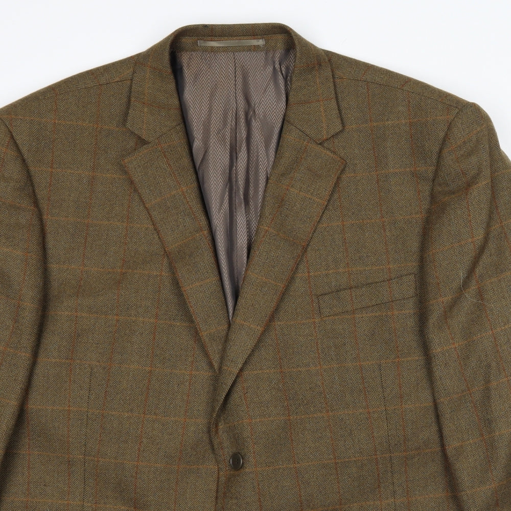 Brook Taverner Mens Green Plaid  Jacket Suit Jacket Size 50