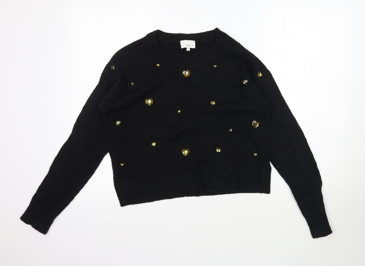 New Look Womens Black  Knit Pullover Jumper Size 12