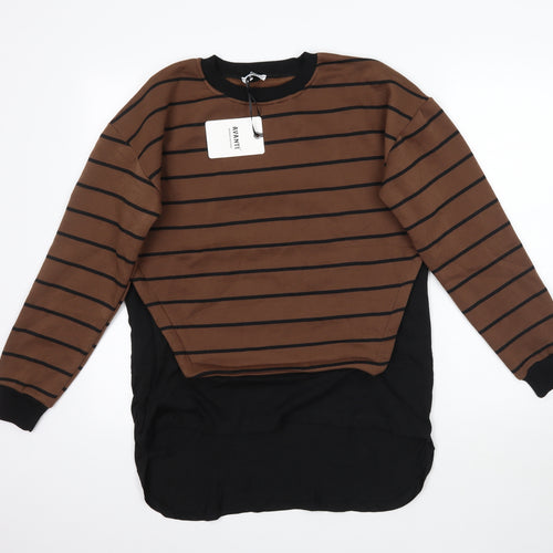 Avanti Womens Brown Striped Knit Pullover Jumper Size S