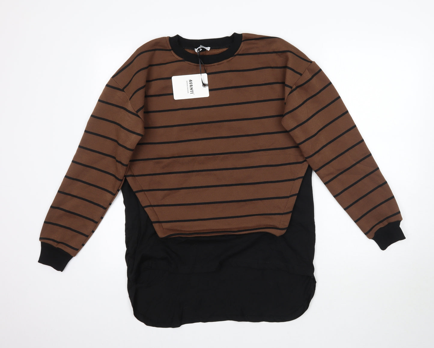 Avanti Womens Brown Striped Knit Pullover Jumper Size S