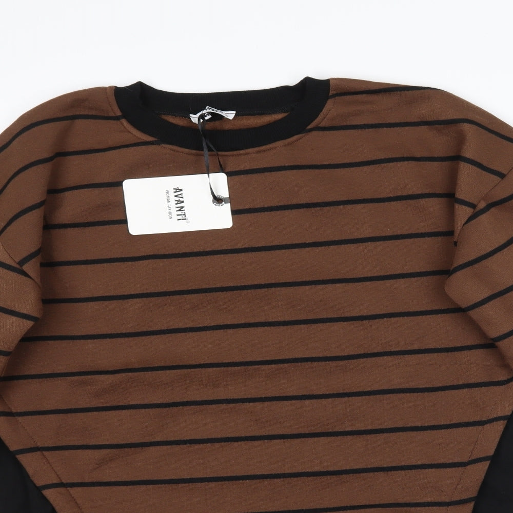 Avanti Womens Brown Striped Knit Pullover Jumper Size S
