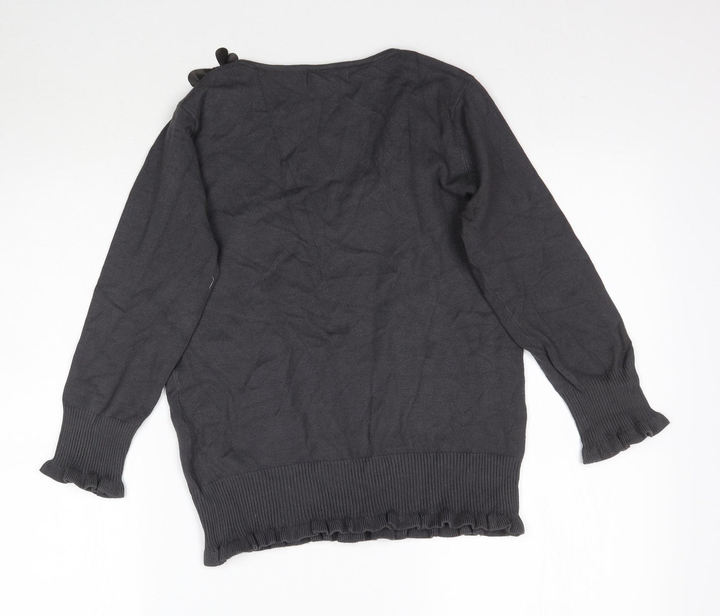 Marks and Spencer Womens Grey  Knit Basic Blouse Size 10  - collar detail