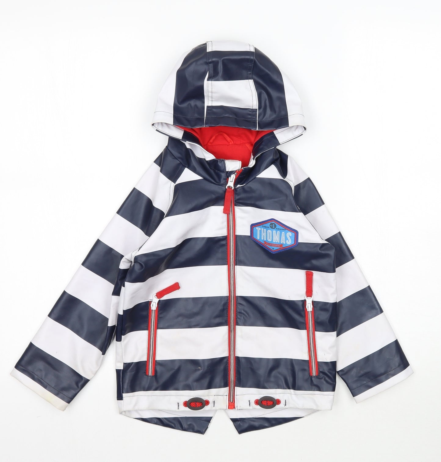 Marks and Spencer Boys Blue Striped  Rain Coat Coat Size 3-4 Years  - Thomas the Tank Engine