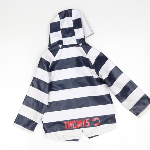 Marks and Spencer Boys Blue Striped  Rain Coat Coat Size 3-4 Years  - Thomas the Tank Engine