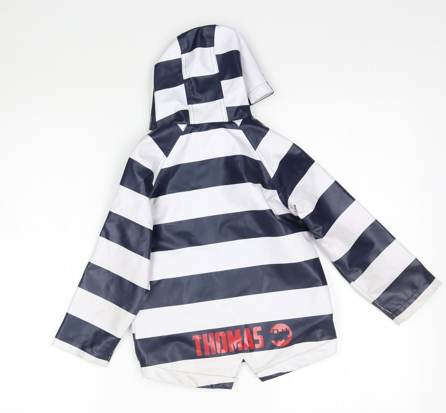 Marks and Spencer Boys Blue Striped  Rain Coat Coat Size 3-4 Years  - Thomas the Tank Engine