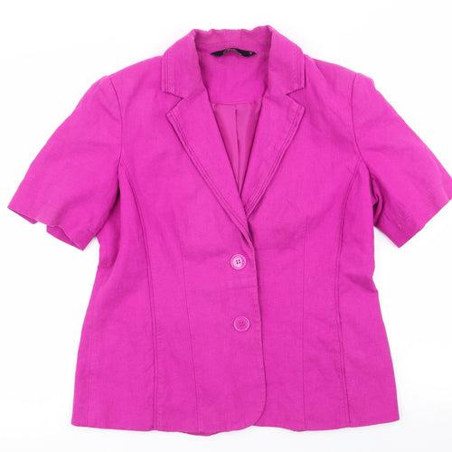 BM Collection Womens Pink   Jacket  Size 12  - Linen Look Jacket
