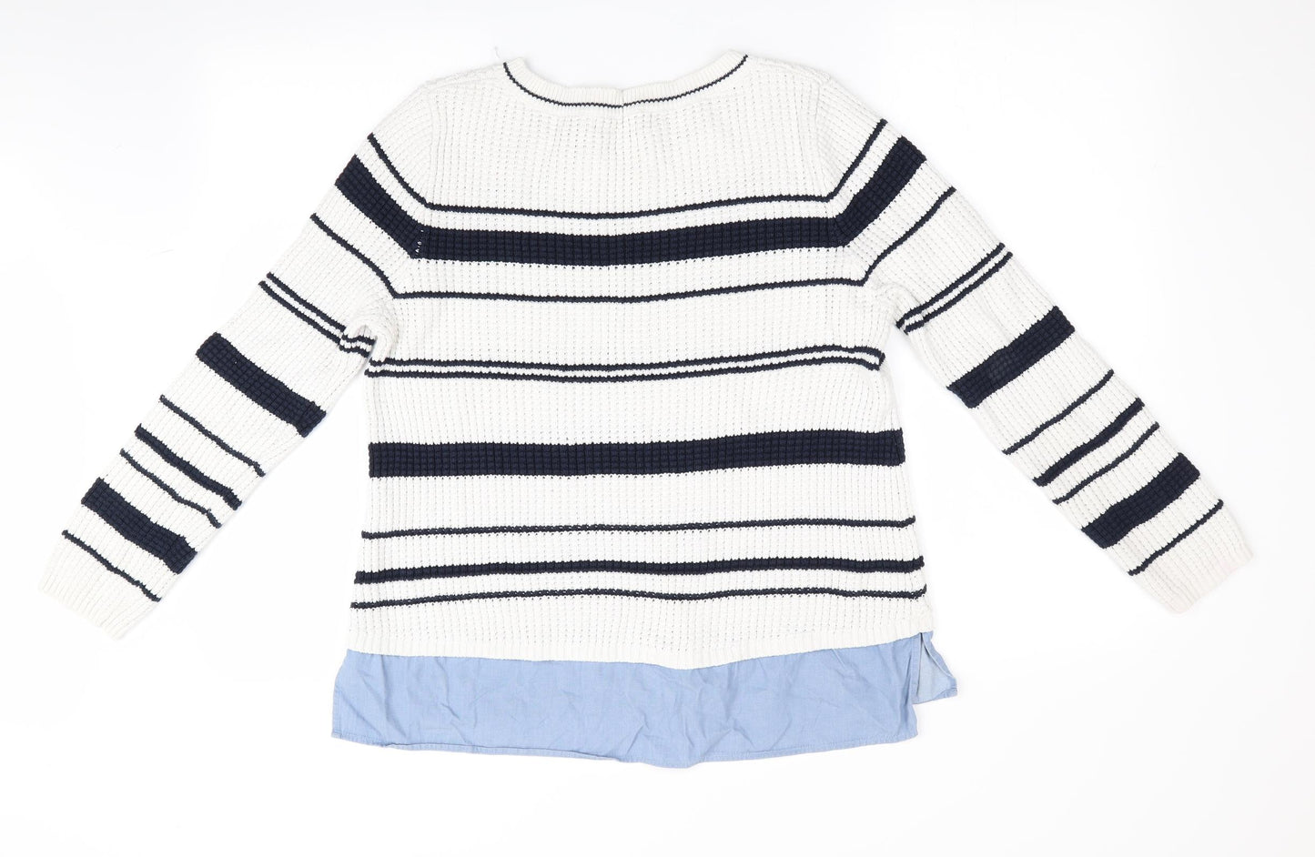 NEXT Womens Blue Striped  Pullover Jumper Size 14  - False Shirt Hem