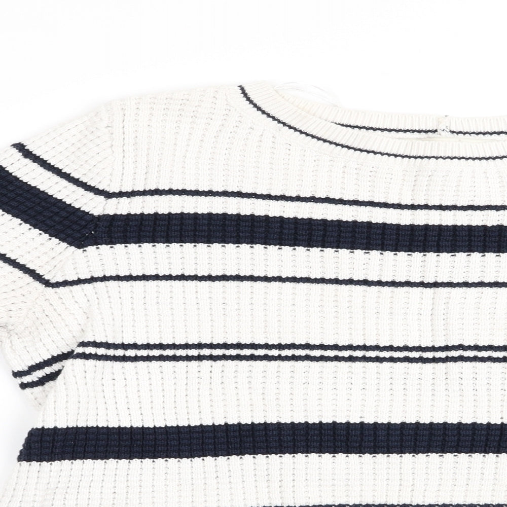 NEXT Womens Blue Striped  Pullover Jumper Size 14  - False Shirt Hem