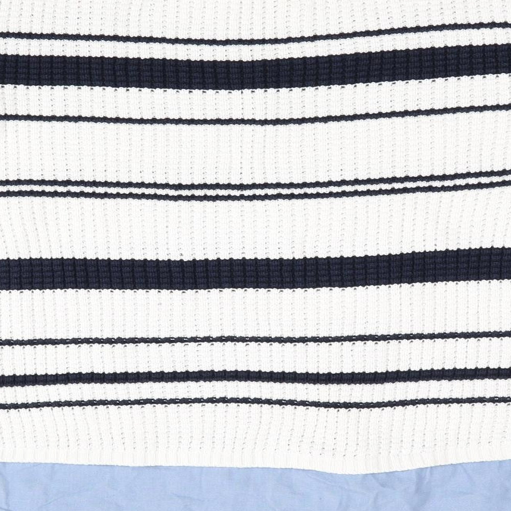 NEXT Womens Blue Striped  Pullover Jumper Size 14  - False Shirt Hem