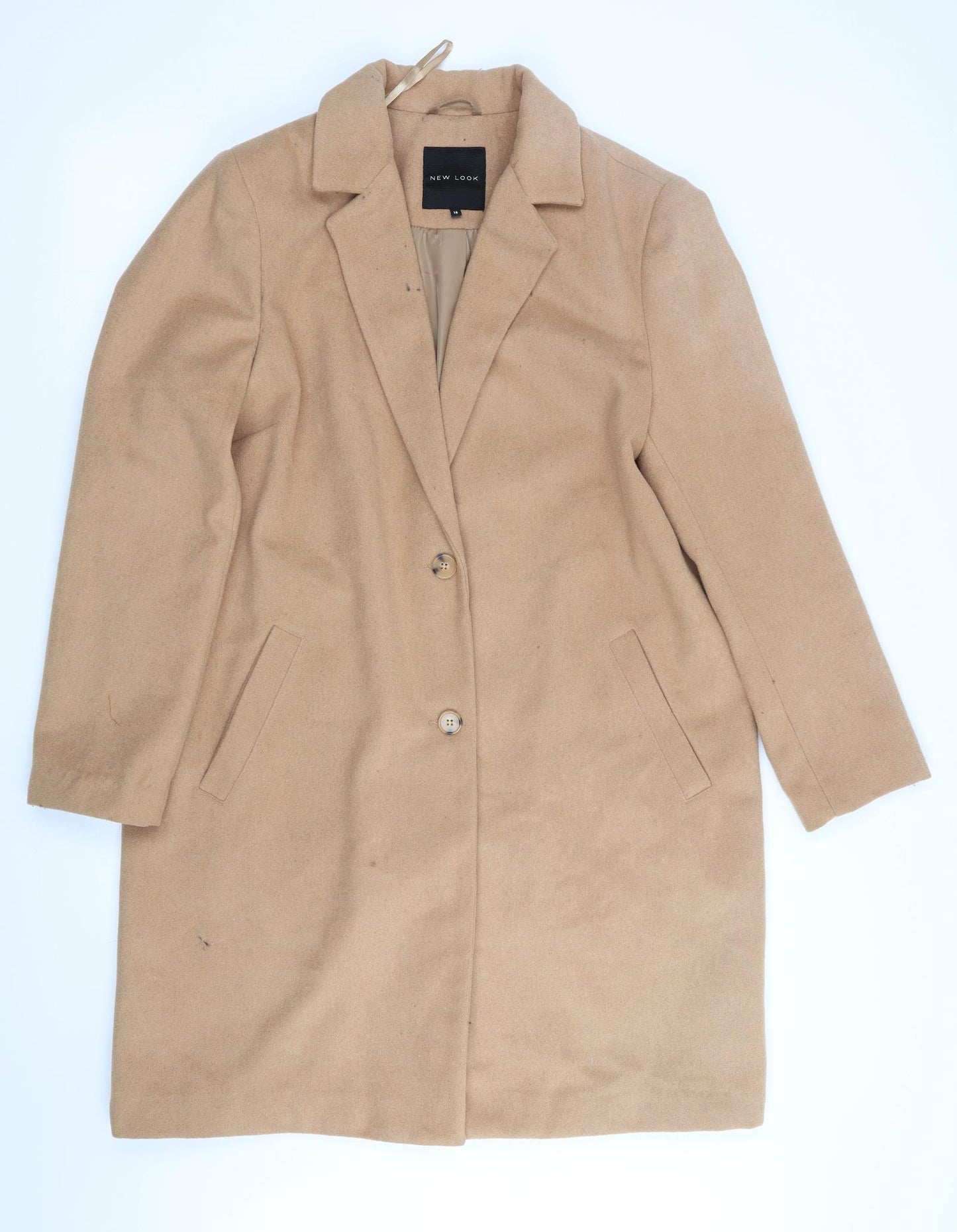 New Look Womens Beige   Overcoat Coat Size 16