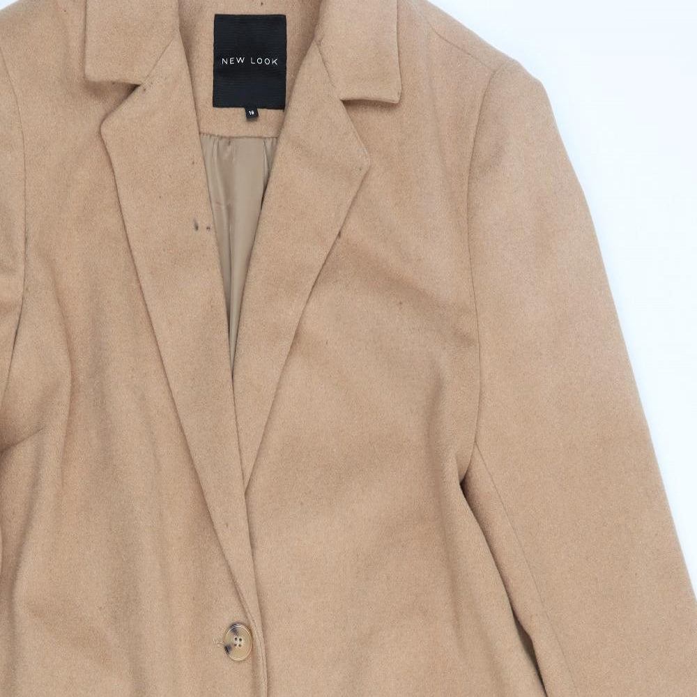 New Look Womens Beige   Overcoat Coat Size 16