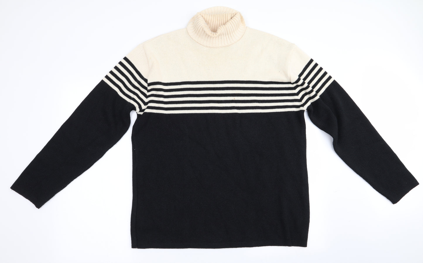 Burtons Menswear Mens Black Striped  Pullover Jumper Size M