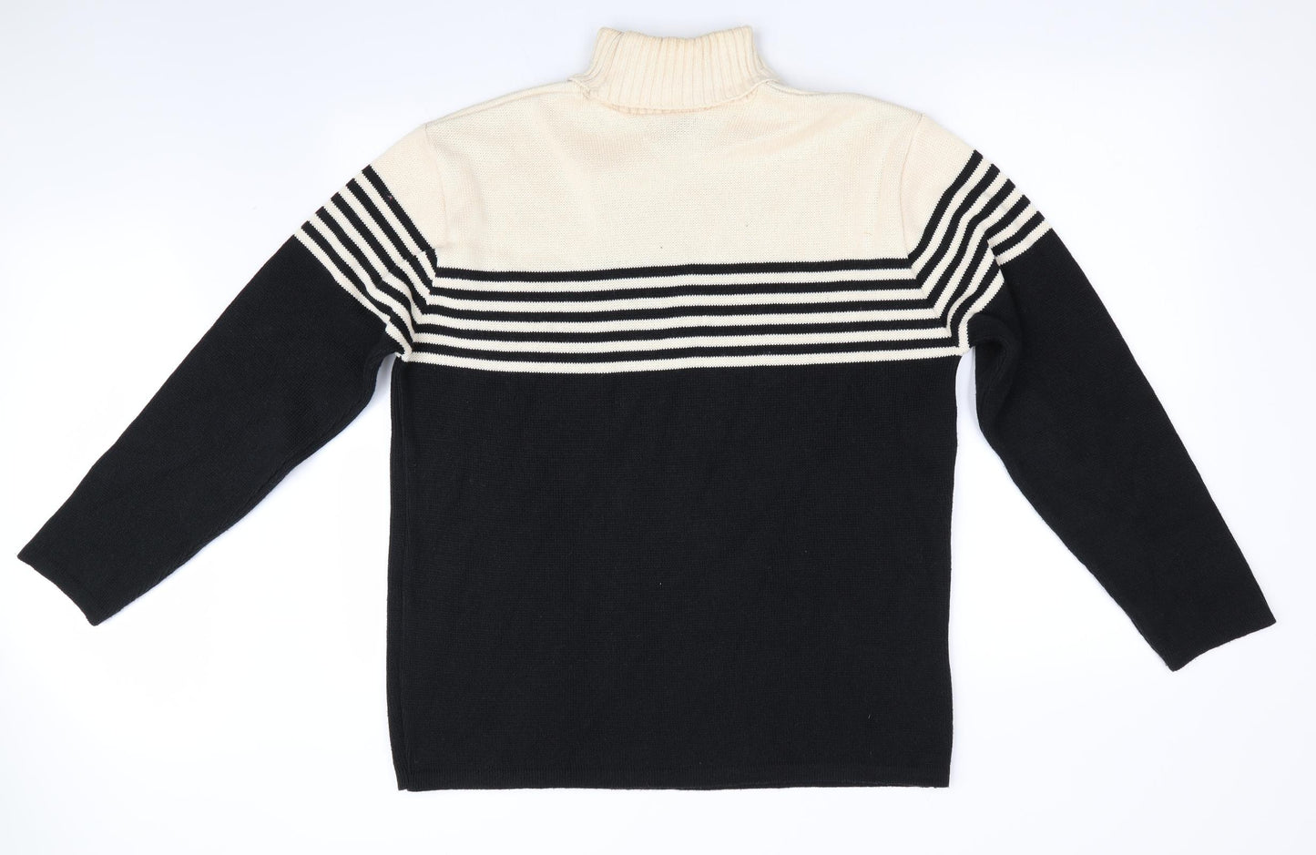 Burtons Menswear Mens Black Striped  Pullover Jumper Size M