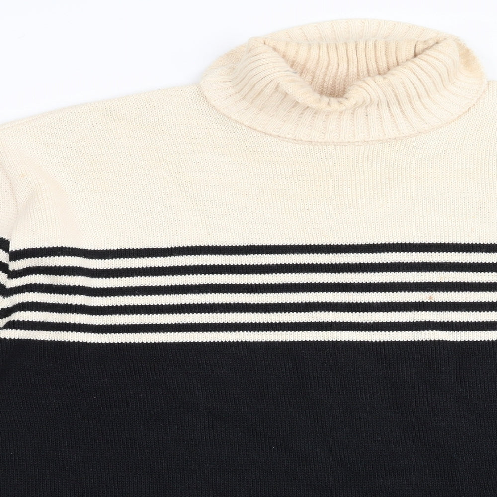 Burtons Menswear Mens Black Striped  Pullover Jumper Size M