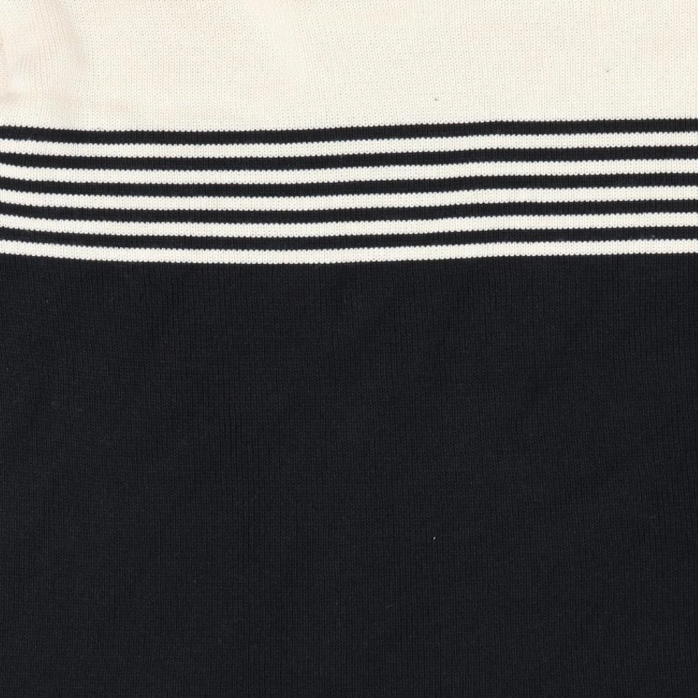 Burtons Menswear Mens Black Striped  Pullover Jumper Size M
