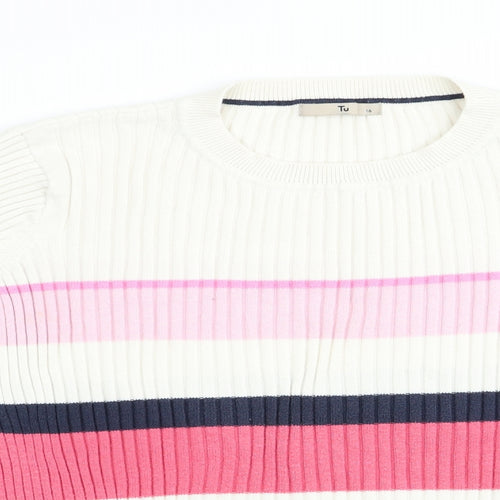 TU Womens Pink Striped  Pullover Jumper Size 18