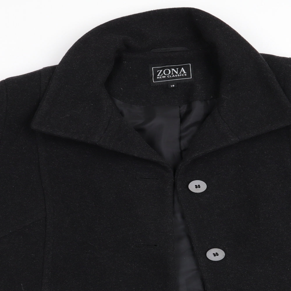 Zona New Classics Womens Black   Overcoat Coat Size 18