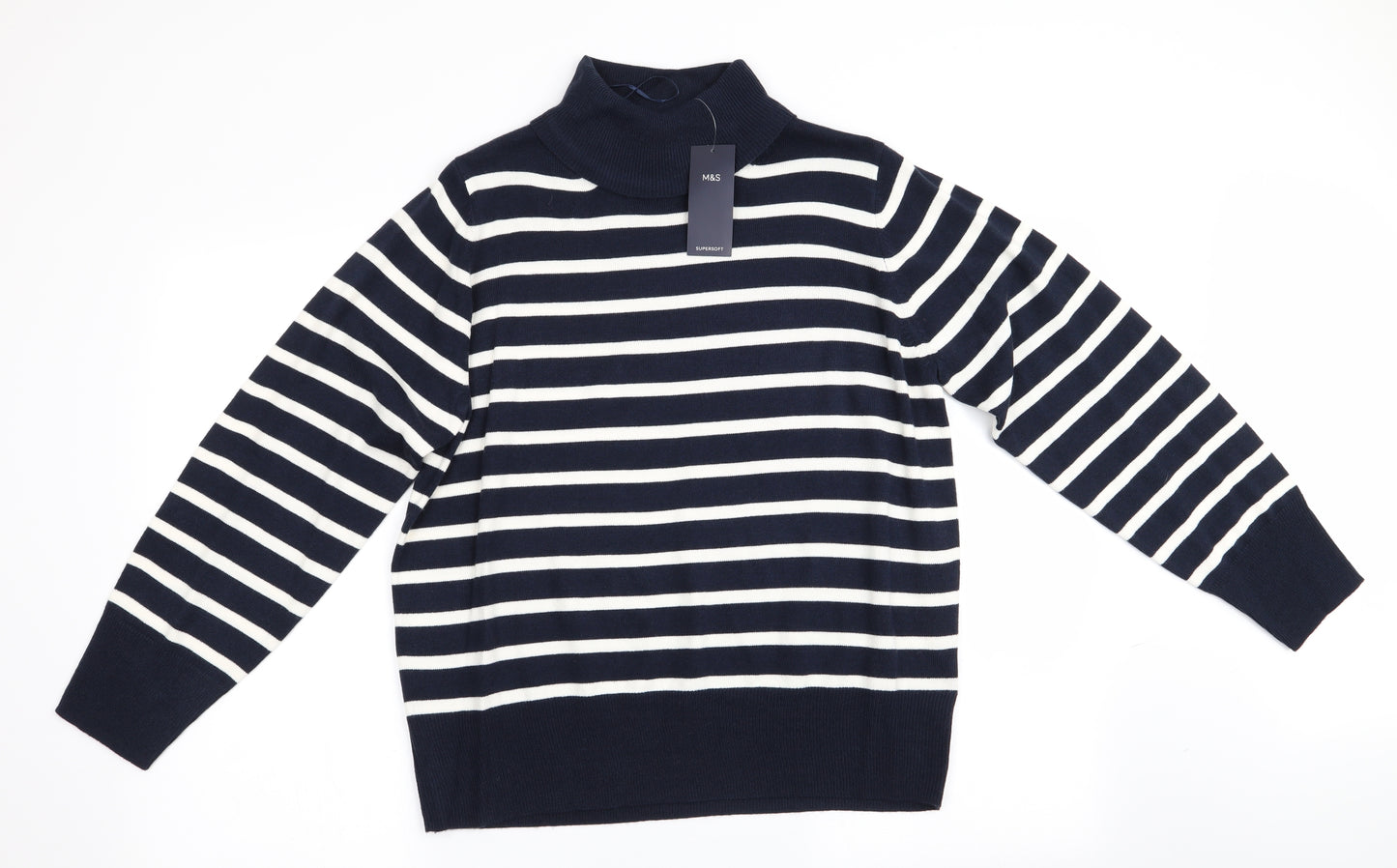 Marks and Spencer Womens Blue Striped  Pullover Jumper Size 16