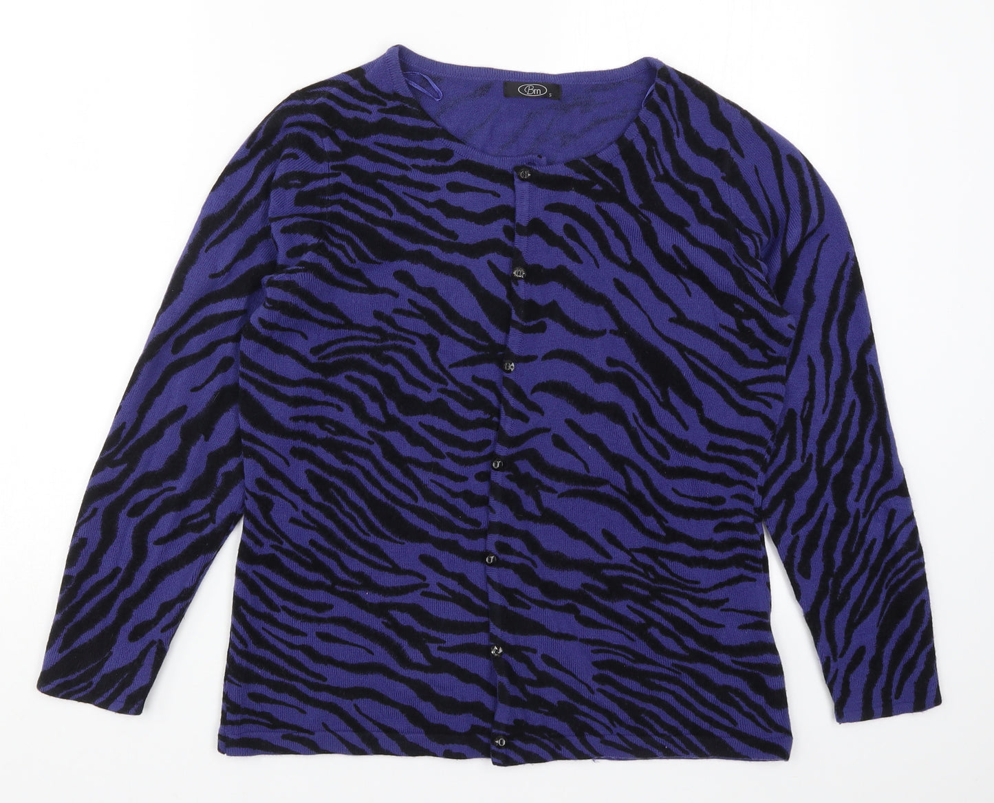 Bonmarché Womens Purple Animal Print Knit Cardigan Jumper Size S  - Zebra Striped
