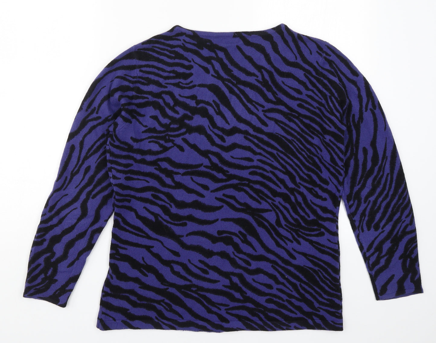 Bonmarché Womens Purple Animal Print Knit Cardigan Jumper Size S  - Zebra Striped