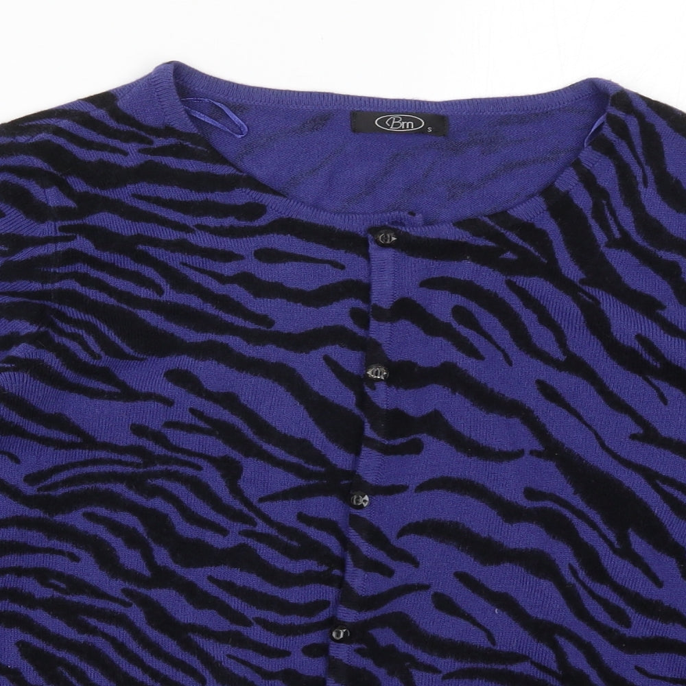 Bonmarché Womens Purple Animal Print Knit Cardigan Jumper Size S  - Zebra Striped