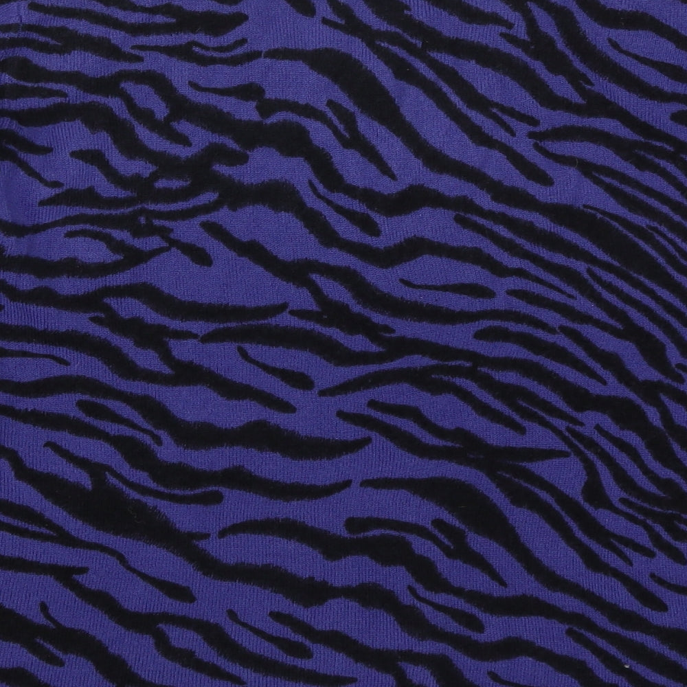 Bonmarché Womens Purple Animal Print Knit Cardigan Jumper Size S  - Zebra Striped
