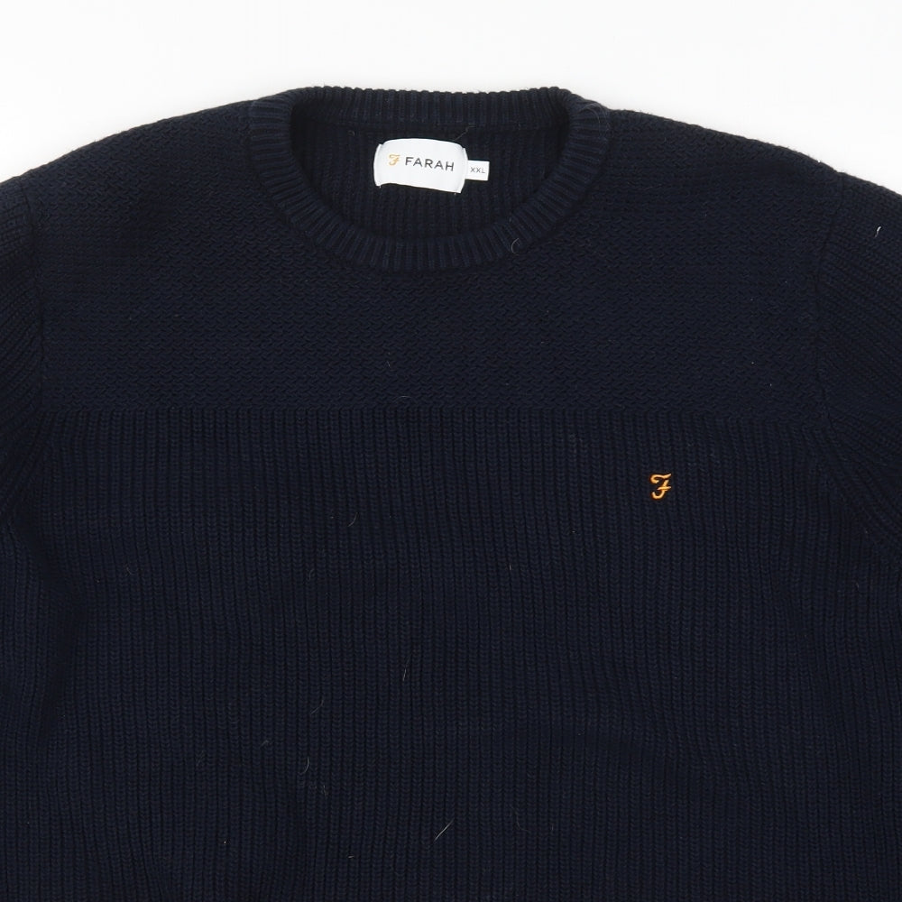 Farah Mens Blue  Knit Pullover Jumper Size 2XL