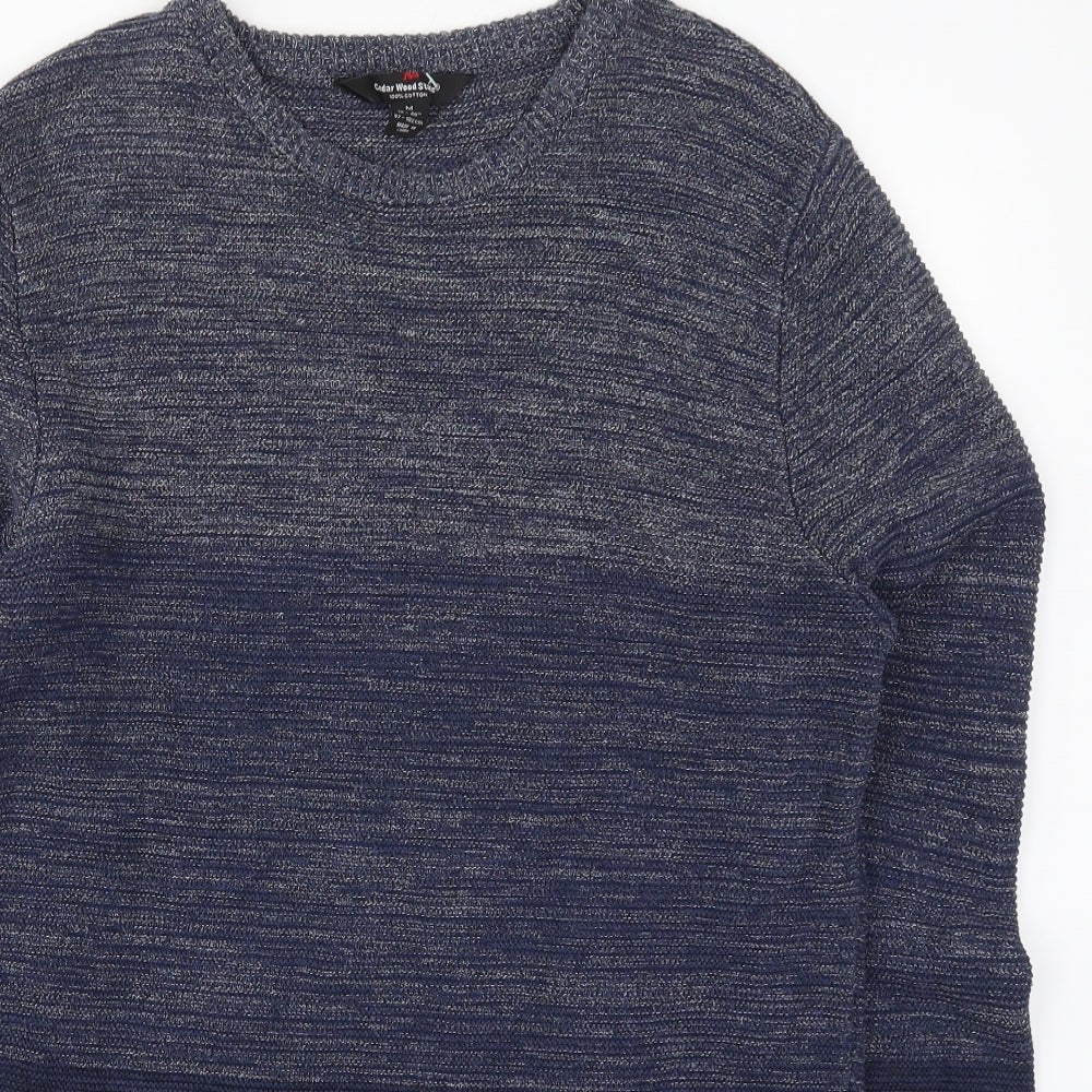 Cedar Wood State Mens Blue Striped Knit Pullover Jumper Size M