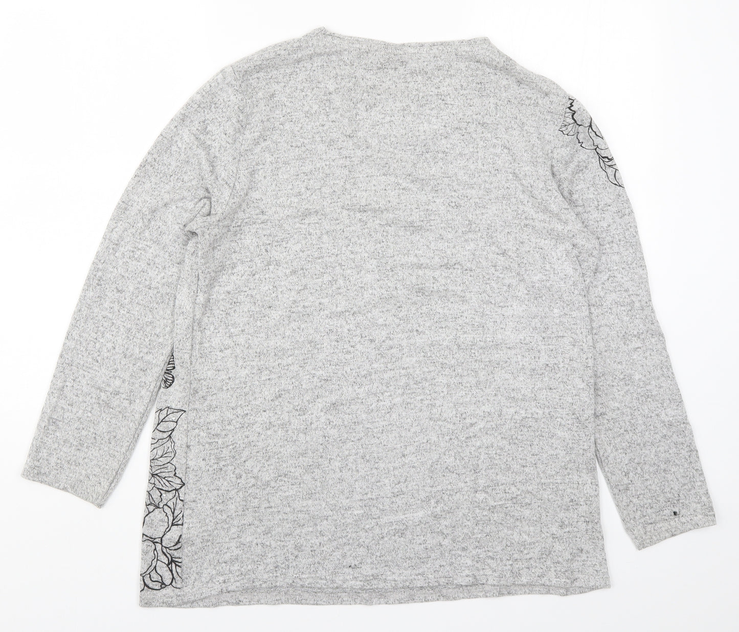 Isle Womens Grey Floral  Pullover Jumper Size 14