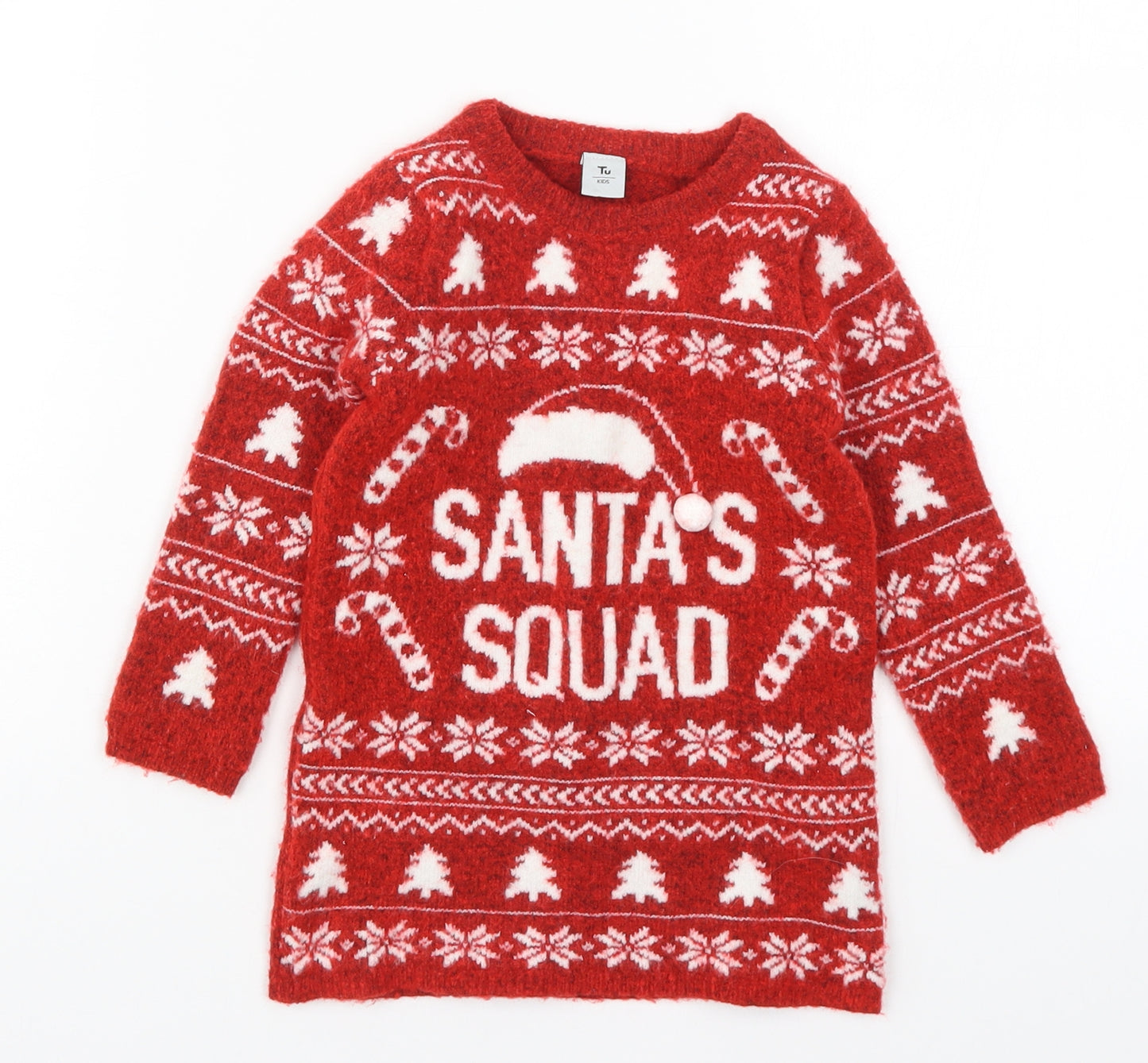 TU Baby Red Geometric Knit Pullover Jumper Size 12-18 Months  - Santa Squad