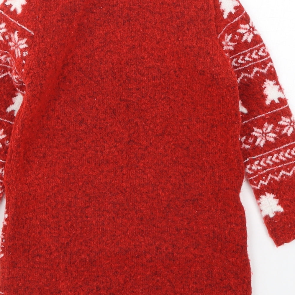 TU Baby Red Geometric Knit Pullover Jumper Size 12-18 Months  - Santa Squad
