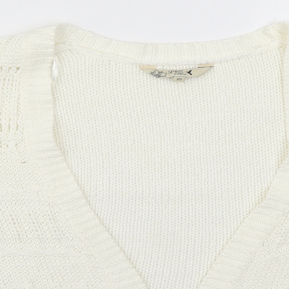 M&Co Womens White  Knit Cardigan Jumper Size 20