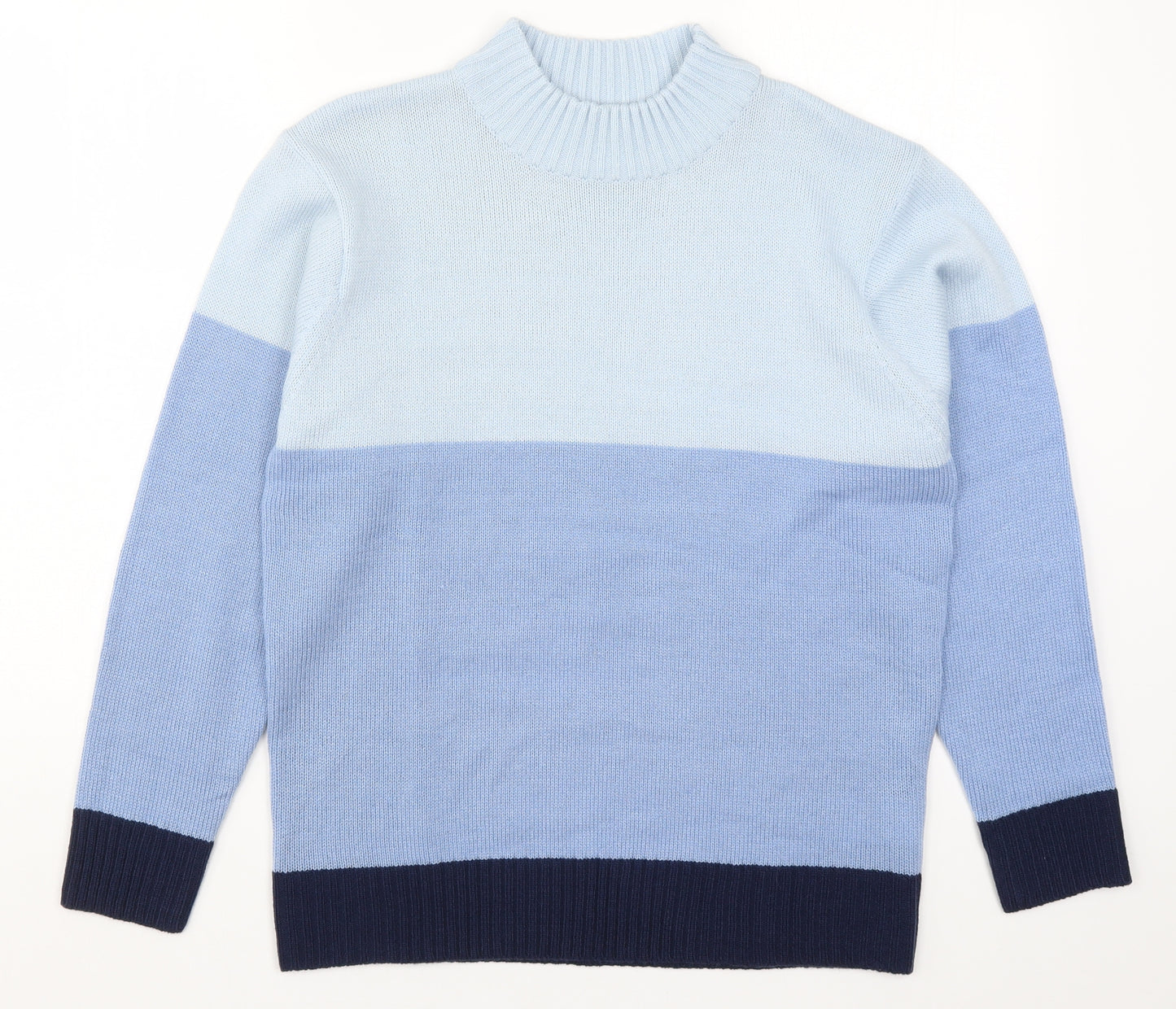 Damart Womens Blue Striped Knit Pullover Jumper Size 14