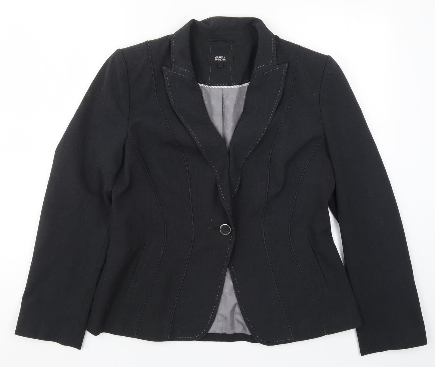 Marks and Spencer Womens Grey   Jacket Suit Jacket Size 14