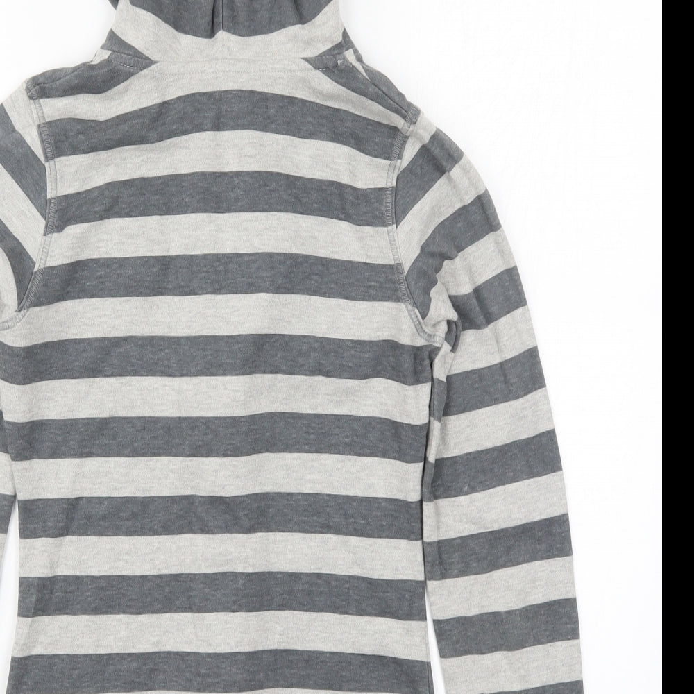 Evie Womens Grey Striped  Full Zip Hoodie Size 10  - Boston