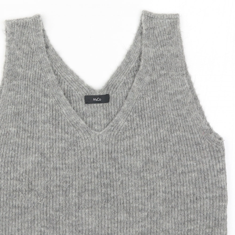 M&Co Womens Grey  Knit Vest Jumper Size S