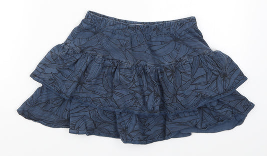 Front view of La Redoute girls’ blue floral skater skirt, size 12, years