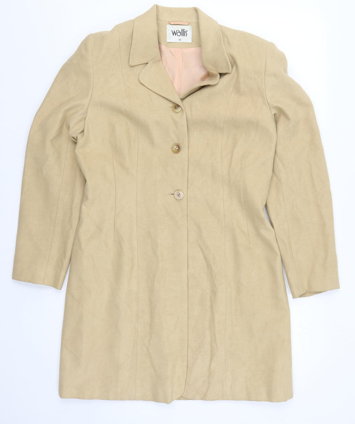 Wallis Womens Beige Pea Coat Coat Size 12