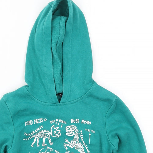 George Boys Green   Pullover Hoodie Size 3-4 Years  - Dino Facts Fossils